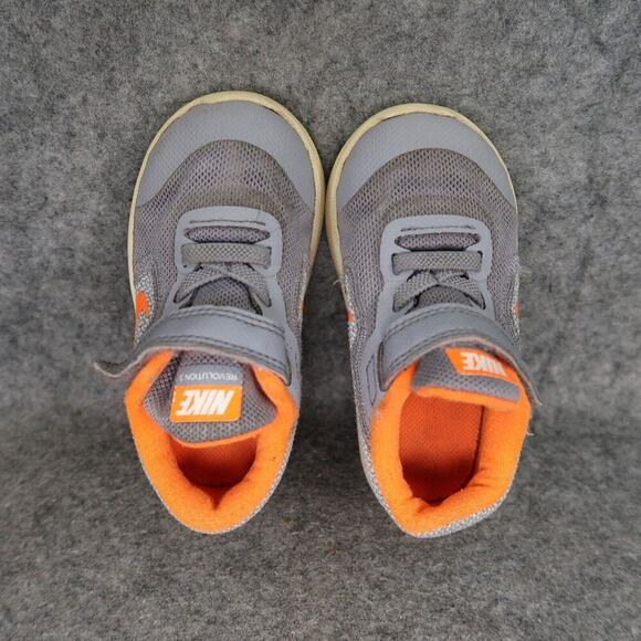 Nike Shoes Baby Toddler 6 Sneaker Revolution 3 Trainer Active Casual Grey Orange - Picture 8 of 13